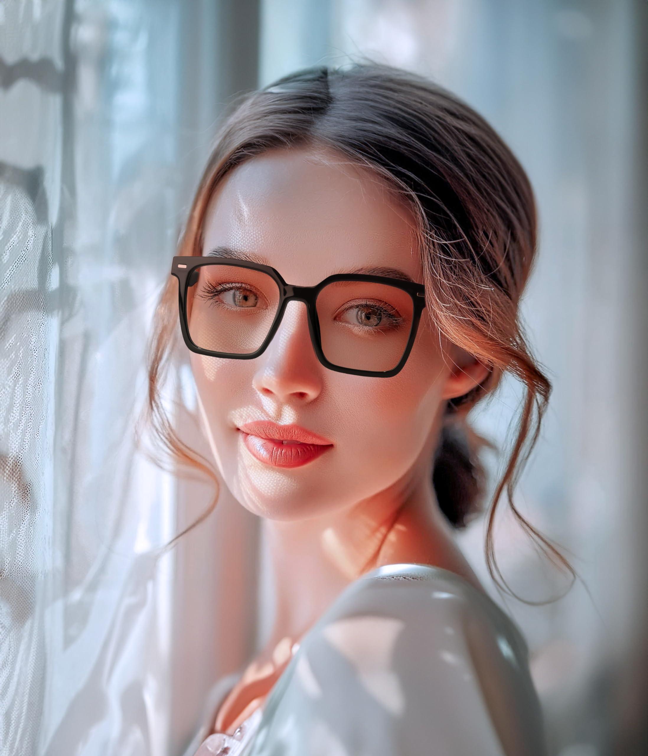 ZanyLen ZanyLen Magnetic Clip On Sunglasses for Men/Women Polarized UV Protection Night Driving Sunglasses Square Blue Light Glasses