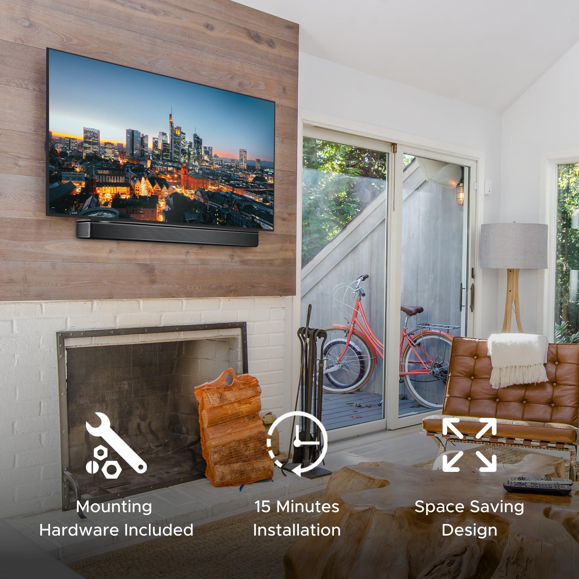 Sound Bass Universal Under TV Mount, Black, Compatible with Bose Smart Soundbar 300/500/550/600/700/900/Ultra, TV Speaker, Soundtouch 300 - Invisible Once Fitted, Fast & Easy Way to Mount Your Sound Bar