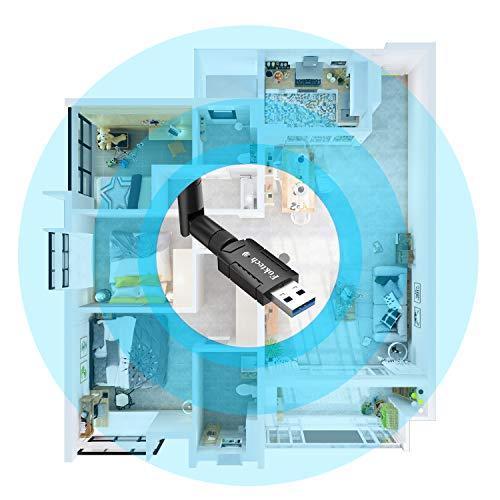 Foktech Foktech USB WiFi Adapter, AC1200 USB 3.0 Wireless Network Dongle for Desktop/Laptop, Dual Band 2.4GHz/5Ghz, Support Windows XP/Vista/7/8/8.1/10,Mac OS X 10.9-10.15 (WiFi Adapter AC1200)