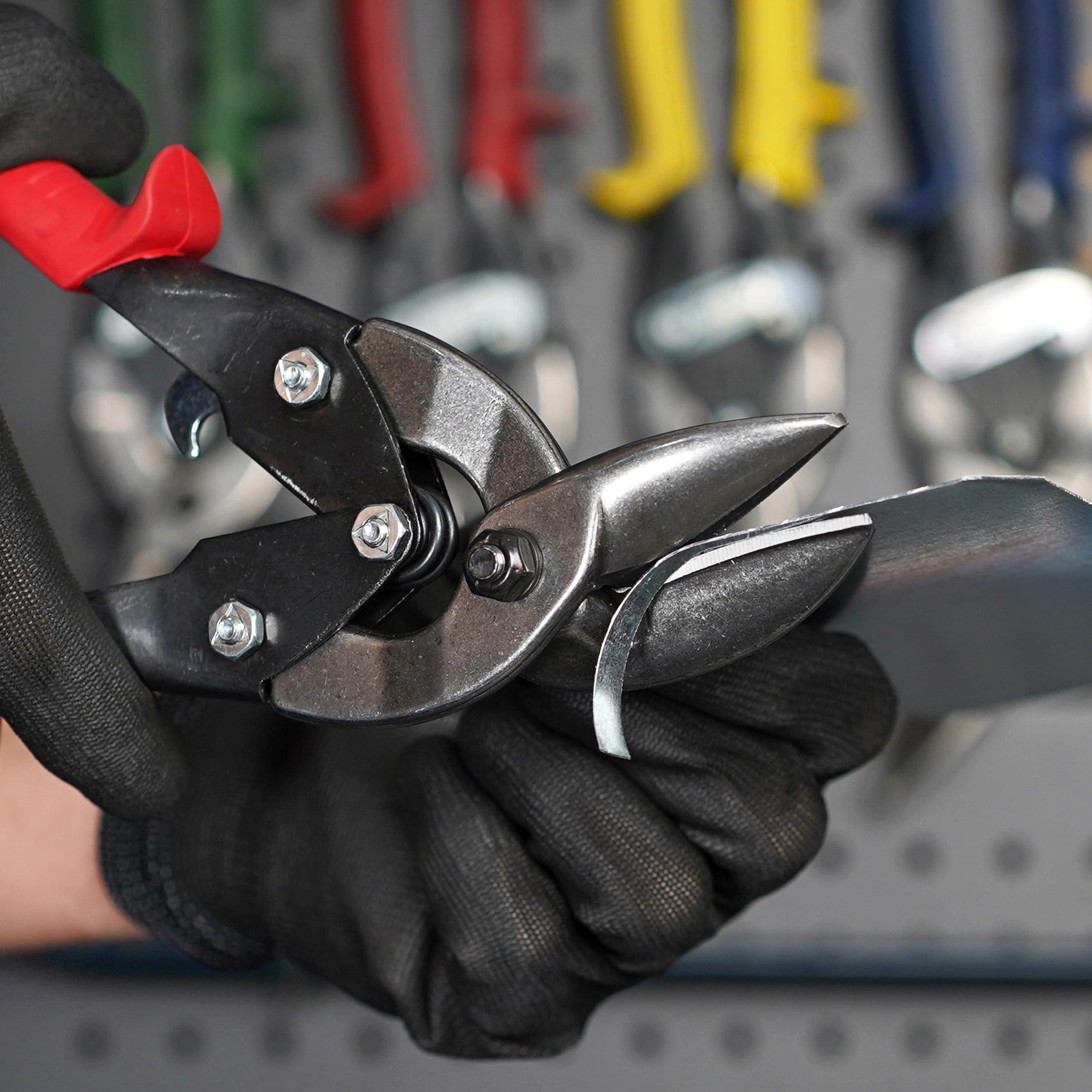 Midwest Snips MIDWEST Aviation Snip Set - Left and Right Cut Offset Tin Cutting Shears with Forged Blade & KUSH'N-POWER Comfort Grips - MWT-6510C