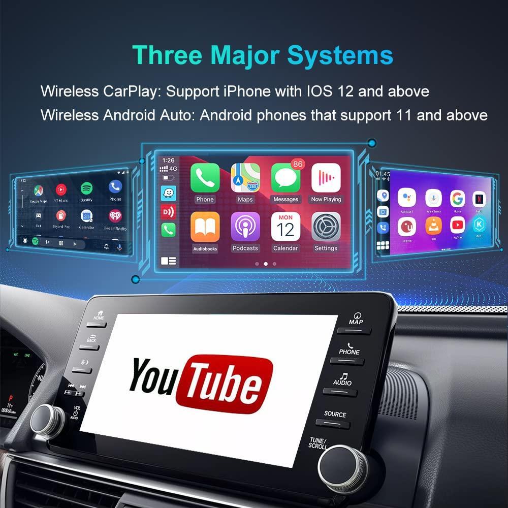 N\\\\A Ai Box Wireless CarPlay & Android Auto Adapter with 4GB+64GB, 8 Core, Configure Android System, Support SIM&TF Card,with Google/Apple Assistant, Plug and Play, Only Supports Wired carplay Models