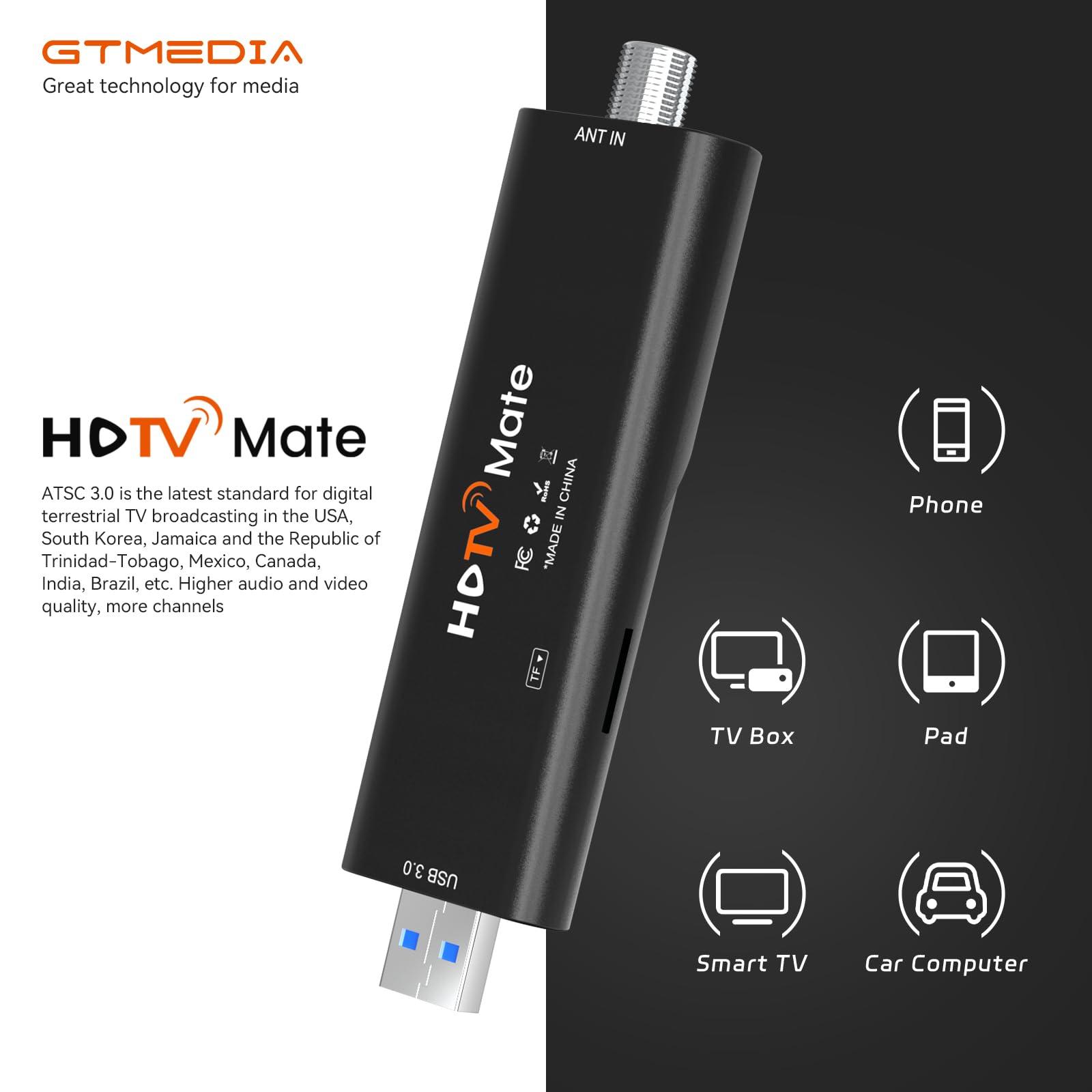 XYTEC USB TV Tuner Next-Gen ATSC 3.0 / ATSC 1.0 Stick for Multiple-Android Phone Tablet Car Computer USB 3.0 Digital TV Tuners with DVR Recording Support HDTV Player Android App