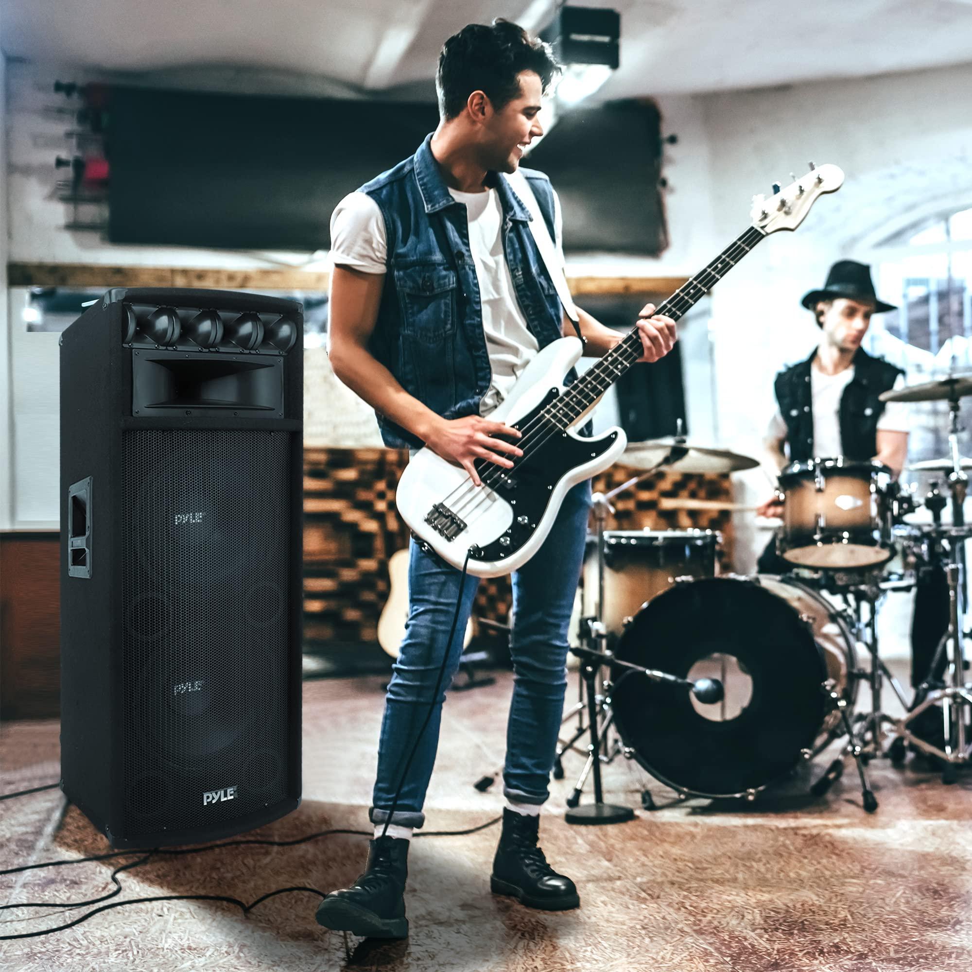 Pyle Pyle Portable Cabinet PA Speaker System - 1600 Watt Outdoor Stereo Sound Speakers w/ Dual 12\" Woofers, 3.4\" Piezo Tweeters, 5\"x12\" Super Horn Midrange, Crossover Network