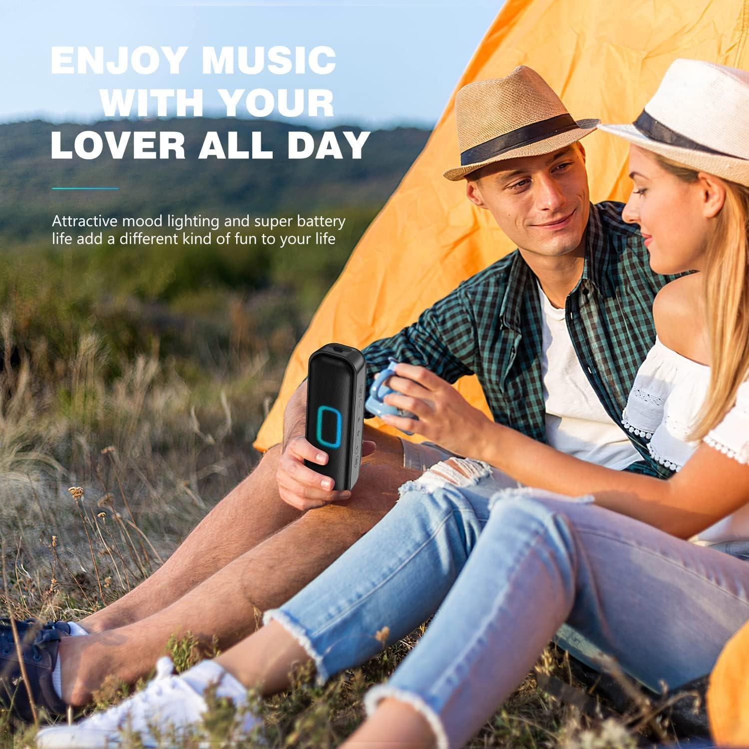 NOTABRICK NOTABRICK Bluetooth Speakers, Portable Speakers Bluetooth Wireless with 20W Loud Stereo Sound, IPX7 Waterproof Shower Speakers, TWS Loud Party Speakers, Multi-Colors Lights, 15 Hrs Playtime (2PCS)