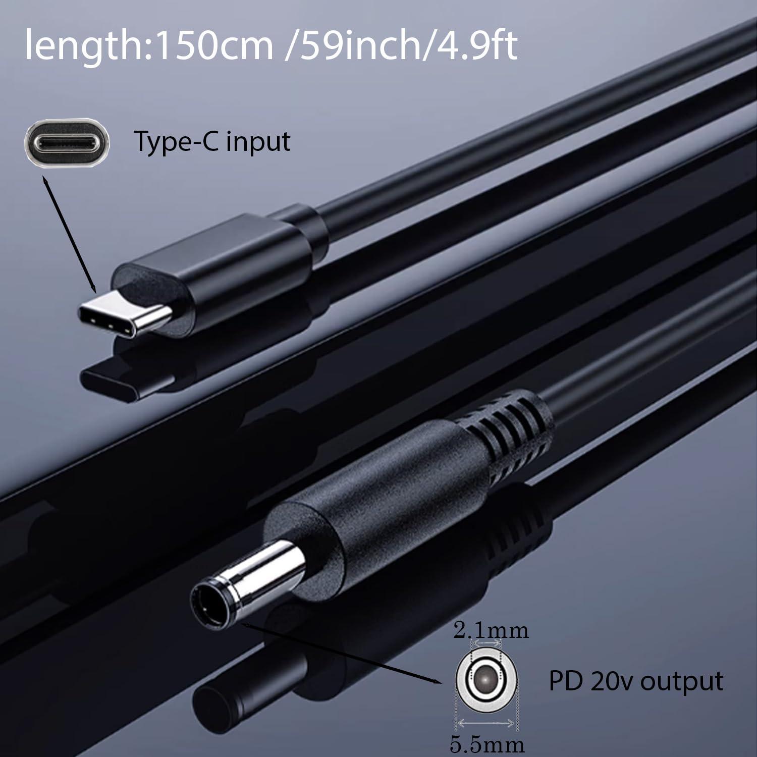 ISLOPU ISLOPU for Starlink Mini USB C to DC 5.5mm x 2.1mm Power Cord, USB C Input to DC 20V Output Power Charging Cable, Work with 60W+ PD Charger and PD Power Bank. for Starlink Mini and Laptop(20V)