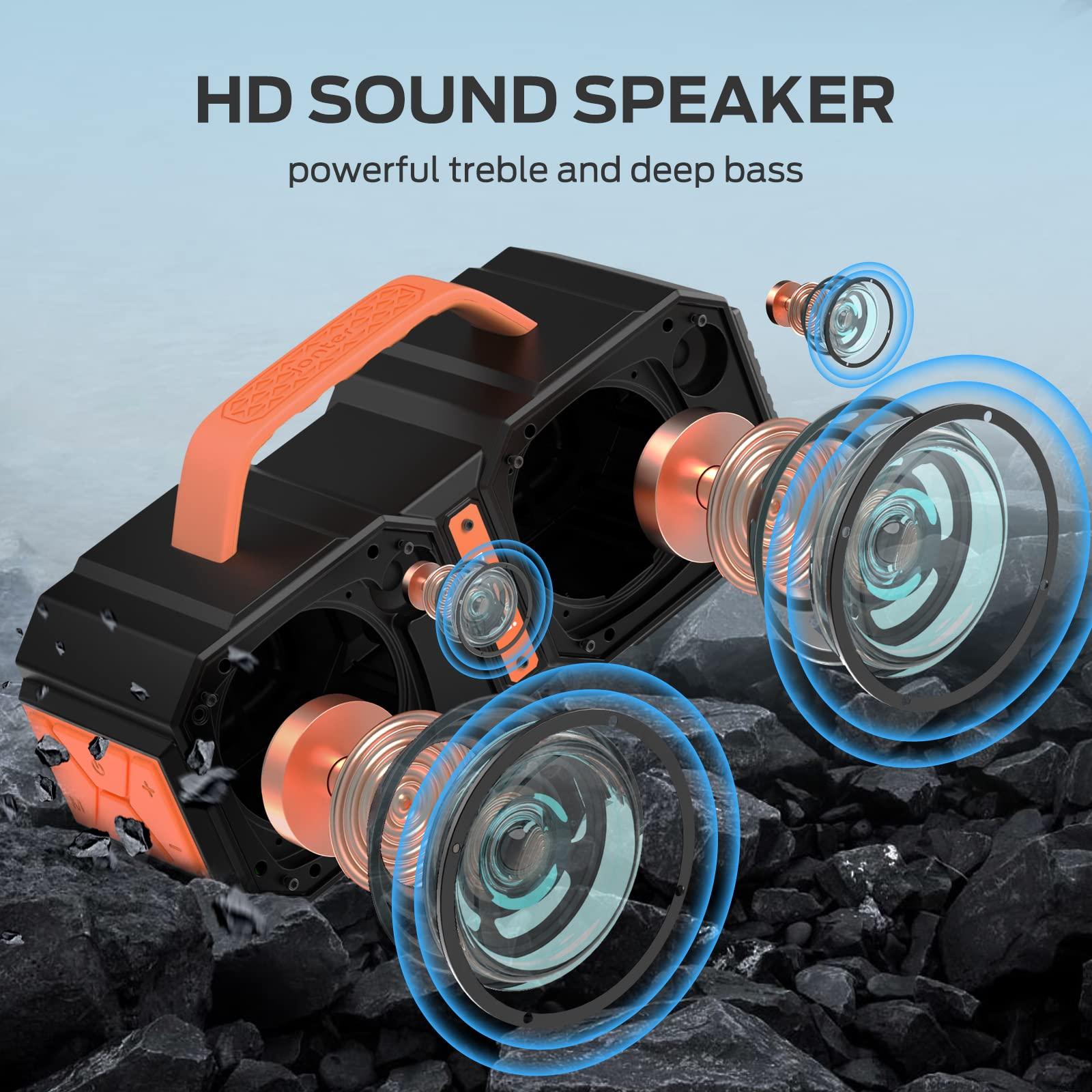 BUGANI BUGANI Bluetooth Speaker, Shock Portable Bluetooth Speaker, Bluetooth 5.3, Waterproof, Wireless Speakers, 60W Super Power, Outdoor Speaker, Black(New Model)