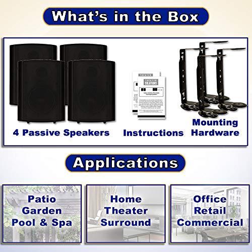 Theater Solutions Theater Solutions TS425ODB Indoor or Outdoor Speakers Weatherproof Mountable Black 2 Pair Pack