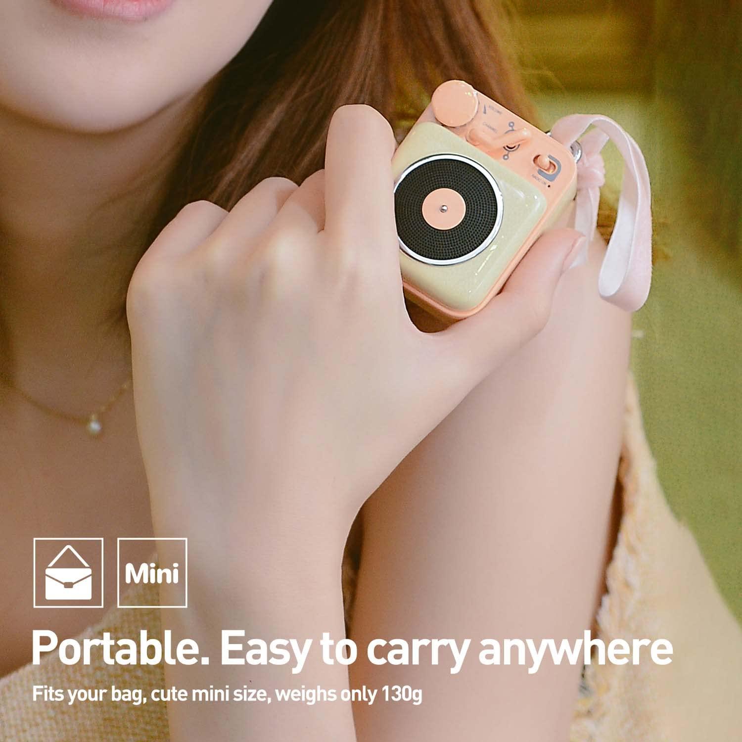 Muzen Muzen Mini Bluetooth Speaker, Button Portable Metal Small Cute Wireless Speaker, Rechargeable HiFi Loud Volume Audio Speaker with Portable Lanyard and Gift Box, Classic Retro Decor Gift