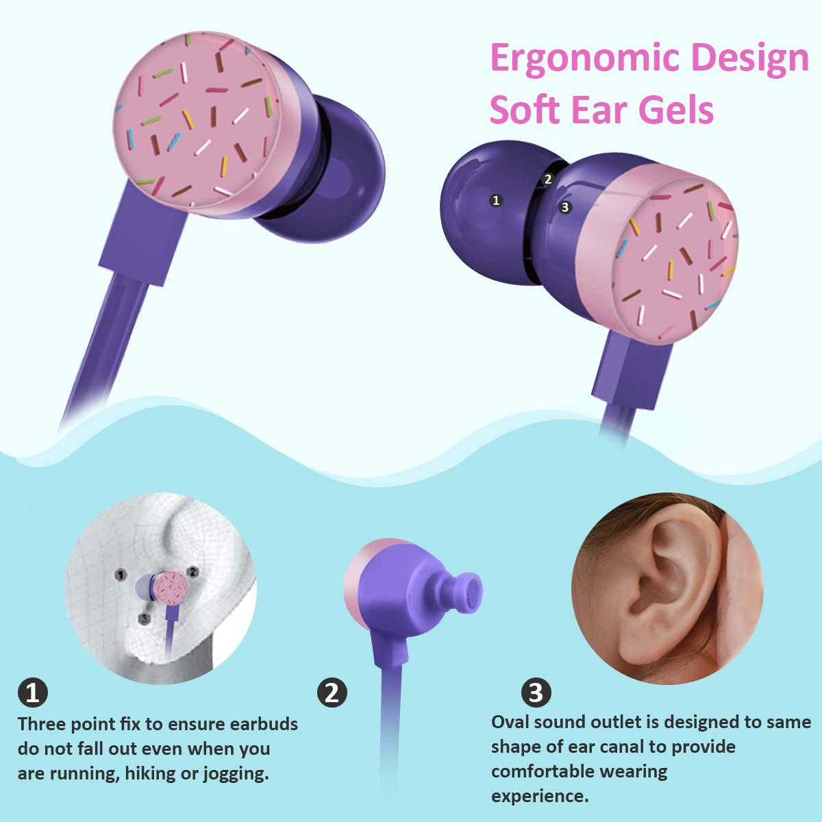 QearFun QearFun Donut Earbuds for Kids, Cute Earbud & in-ear Headphones Wired Gift for School Girls and Boys with Microphone and Lovely Earphones Storage Case