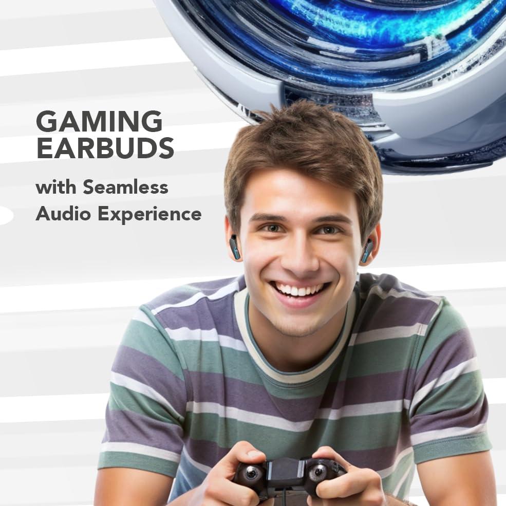 MyJoy MyJoy Cool Wireless Earbuds, Wireless Gaming Earbuds, Bluetooth Gaming, Noise Cancelling Ear Buds, Noise Cancelling Earphones for Gamers, Black