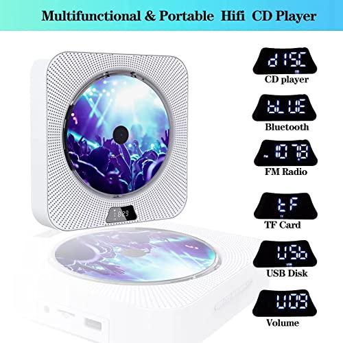 Gimigo Portable CD Player with Bluetooth, Wall Mountable CD Player with Dust Cover,FM Radio,Built-in Speakers,USB Port,AUX Input,LCD Display