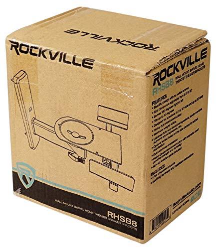 Rockville Pair Rockville RHSB8 Wall Mount Swivel Speaker Brackets For Home Theater Bookshelf or Studio Monitors, Black