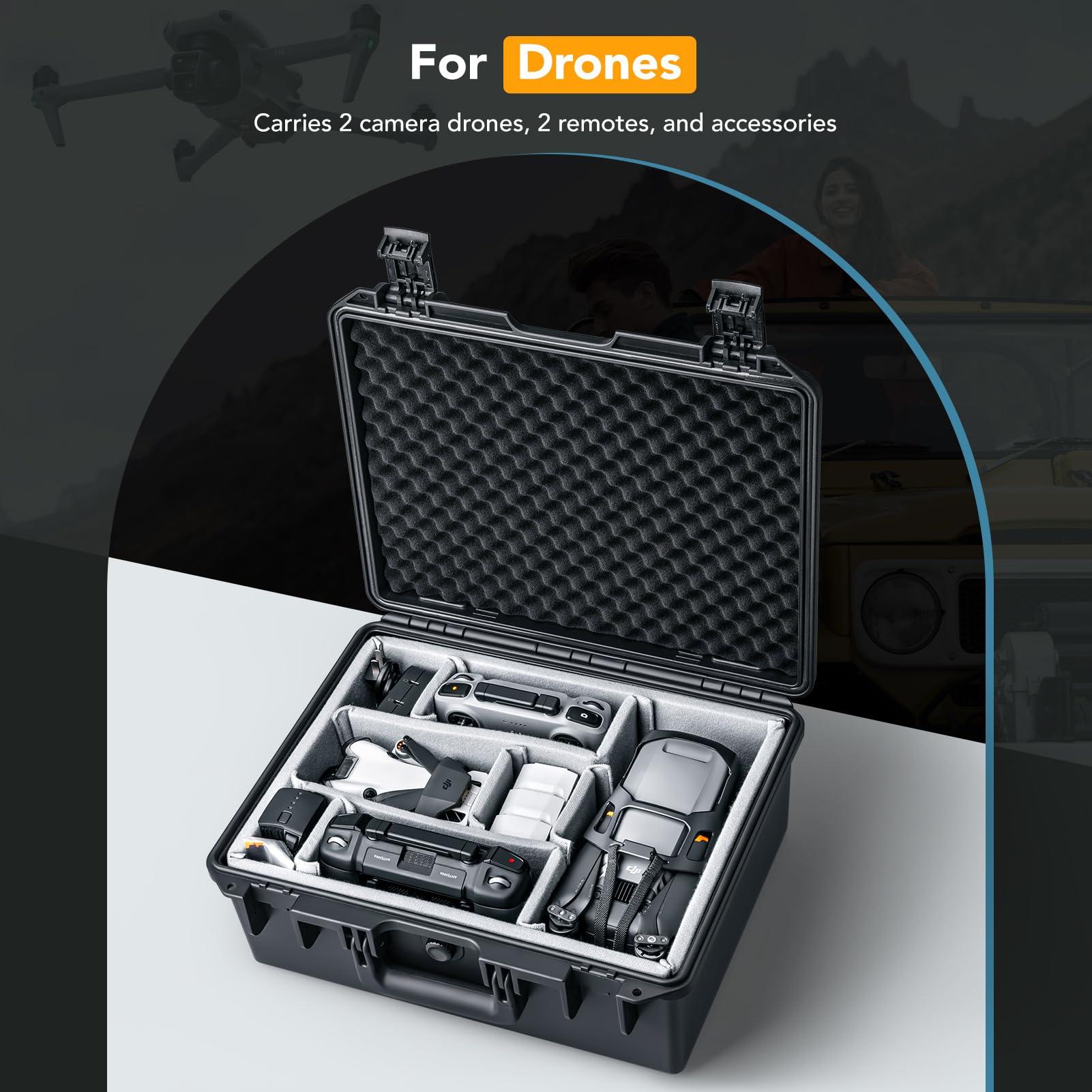 Lykus Lykus PVC1 Waterproof Hard Case with Padded Dividers for Cameras, Lenses, Dual DJI Mavic/Air/Mini drones