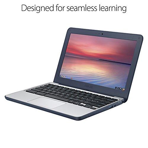 ASUS ASUS Chromebook C202 Laptop- 11.6" Ruggedized and Spill Resistant Design with 180 Degree Hinge, Intel Celeron N3060, 4GB RAM, 16GB eMMC Storage, Chrome OS- C202SA-YS02 Dark Blue, Silver