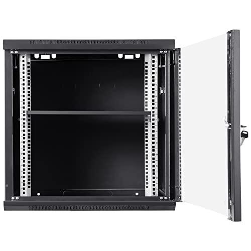 VEVOR VEVOR 9U Wall Mount Network Server Cabinet, 15.5\'\' Deep, Server Rack Cabinet Enclosure, 200 lbs Max. Ground-Mounted Load Capacity, with Locking Glass Door Side Panels, for IT Equipment, A/V Devices