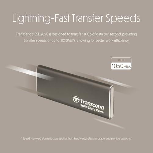 Transcend Transcend Portable SSD 2TB External Solid State Drives, up to 1050MB/s USB C SSD External Hard Drive USB 3.2 Gen 2 for iPhone, iPad, Windows, Mac, Android, Tablets, PS5, PS4, Xbox and Smart TV