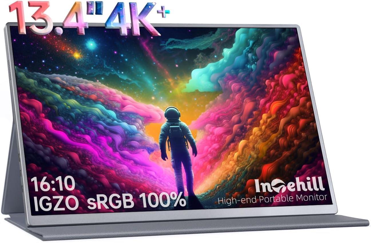 Intehill Intehill 4K Portable Monitor for Laptop, MacBook and Mini PC High-end 13.4 inch Small Computer Monitor with Golden Ratio 16:10 and Resolution 3840x2400 U13NA