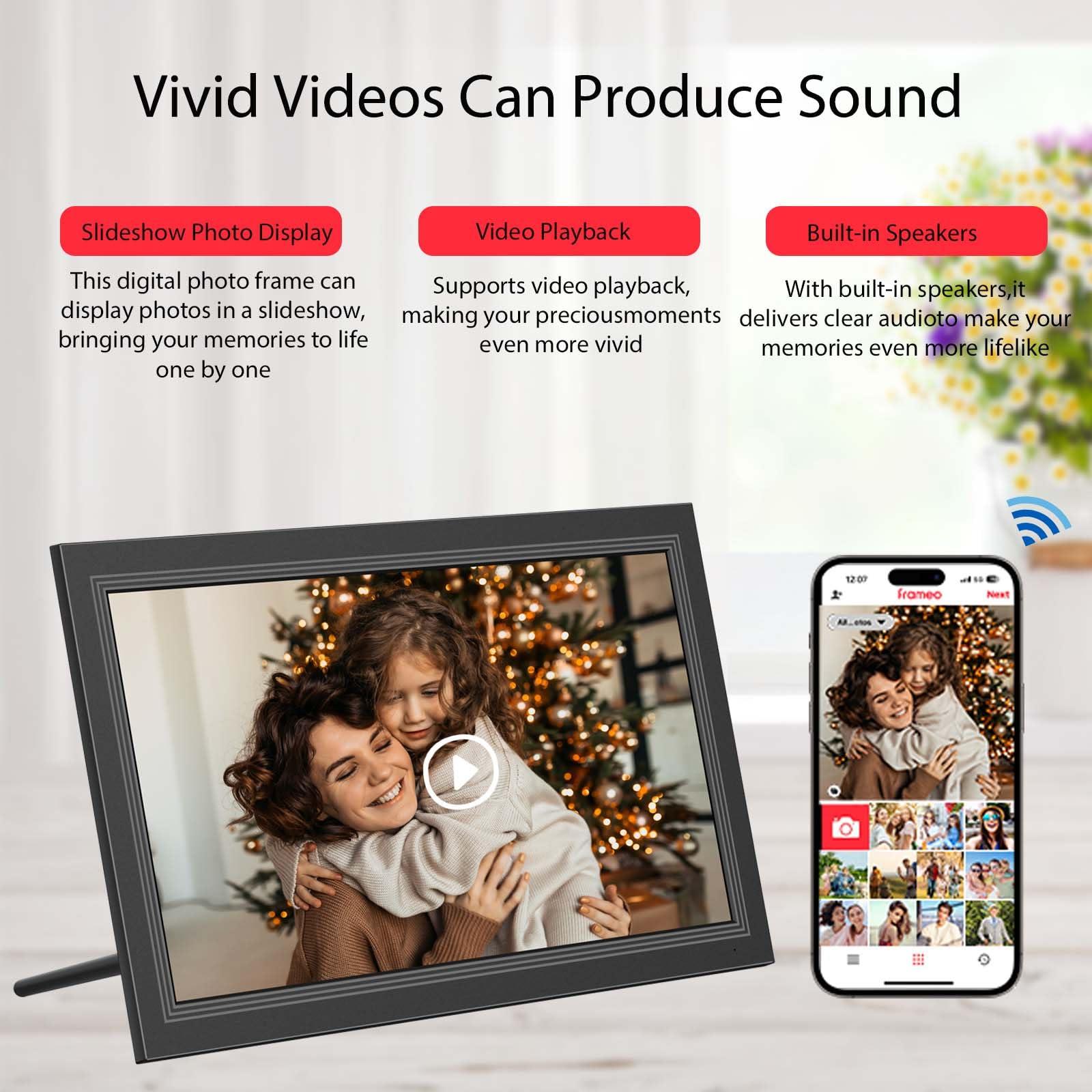 YunQiDeer FRAMEO Digital Picture Frame- 15.6inch Digital Photo Frame with 1920 * 1080 IPS Touch Screen HD Disply,Built-in 32GB Storage,Wall-Mounted,digital Frame Share Photos and Videos via Free App