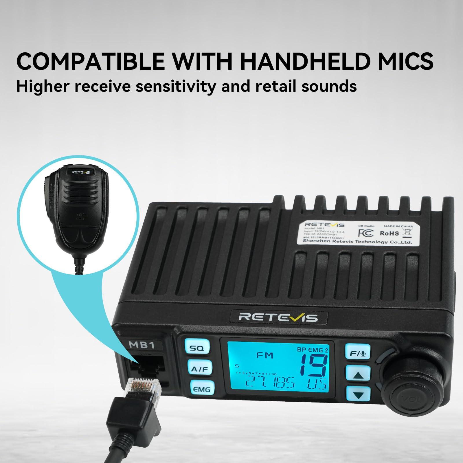 Retevis Retevis CB Radio kit,Includes MB1 CB Mobile Radio, 45 Inch Hign Gain CB Antenna, Pure Cupper Coax Extend Cable, AM/FM CB Base Station, Noise Reduction, HI-Cut, CTCSS, CB Radio Handheld for Truckers