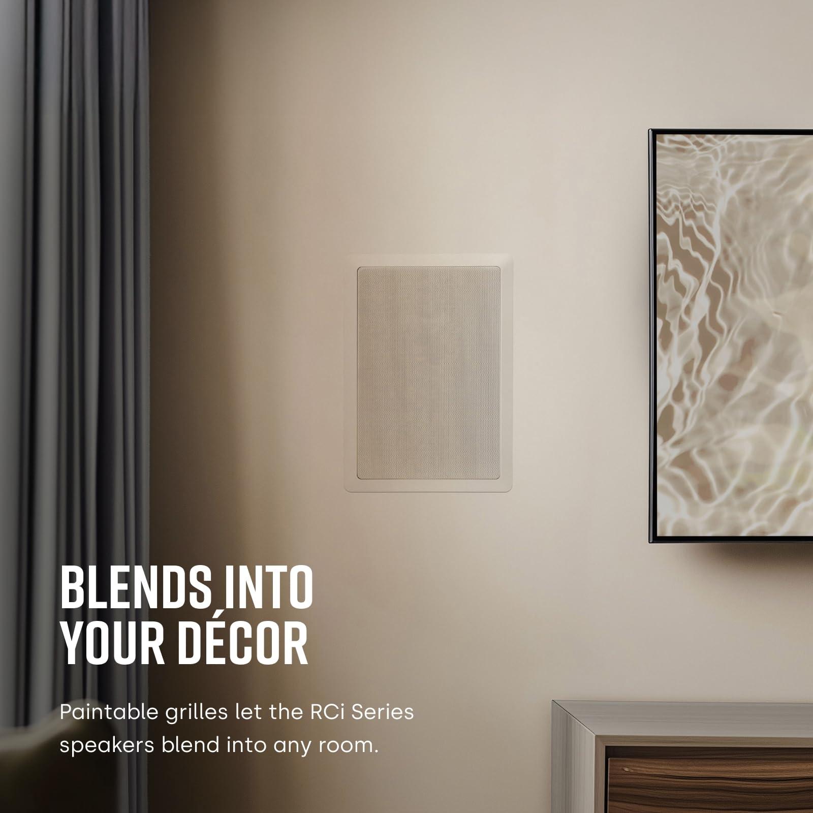 Polk Audio Polk Audio RC85i 2-Way Premium in-Wall 8\" Speakers (Pair) | Perfect for Damp and Humid Indoor/Outdoor Placement (White, Paintable Grille)(Pack of 2)