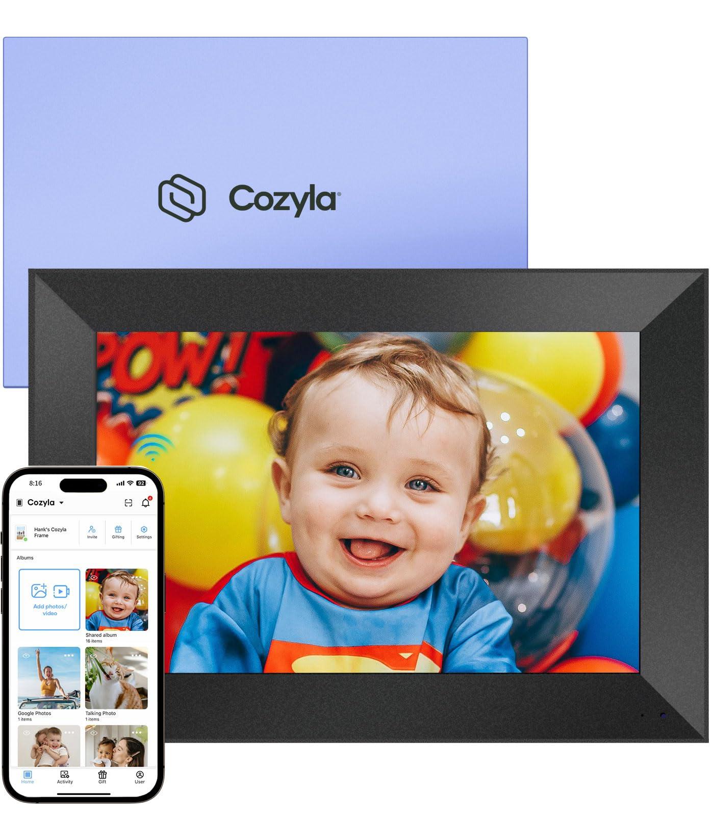 Cozyla Frame Cozyla Digital Picture Frame WiFi Free Unlimited Storage AI-Powered Send Pictures & Video via Google Photos Email Web Browser App Digital Photo Frame Electronic Picture Frame Slideshow 10.1 Inch Black
