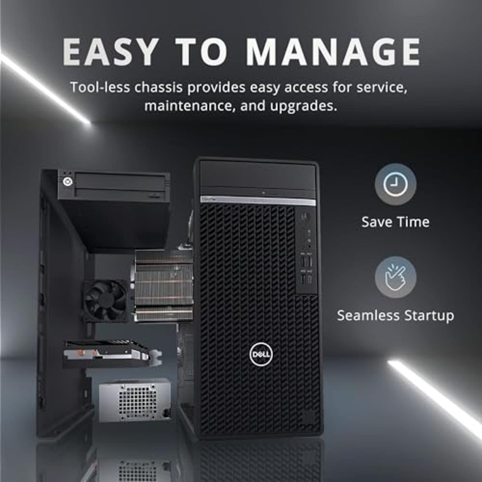Dell Dell Optiplex 7080 MT Mini Tower Desktop | Core i7-10700 - 512GB SSD Hard Drive - 16GB RAM | 8 cores @ 4.8 GHz Win 11 Pro Black (Renewed)