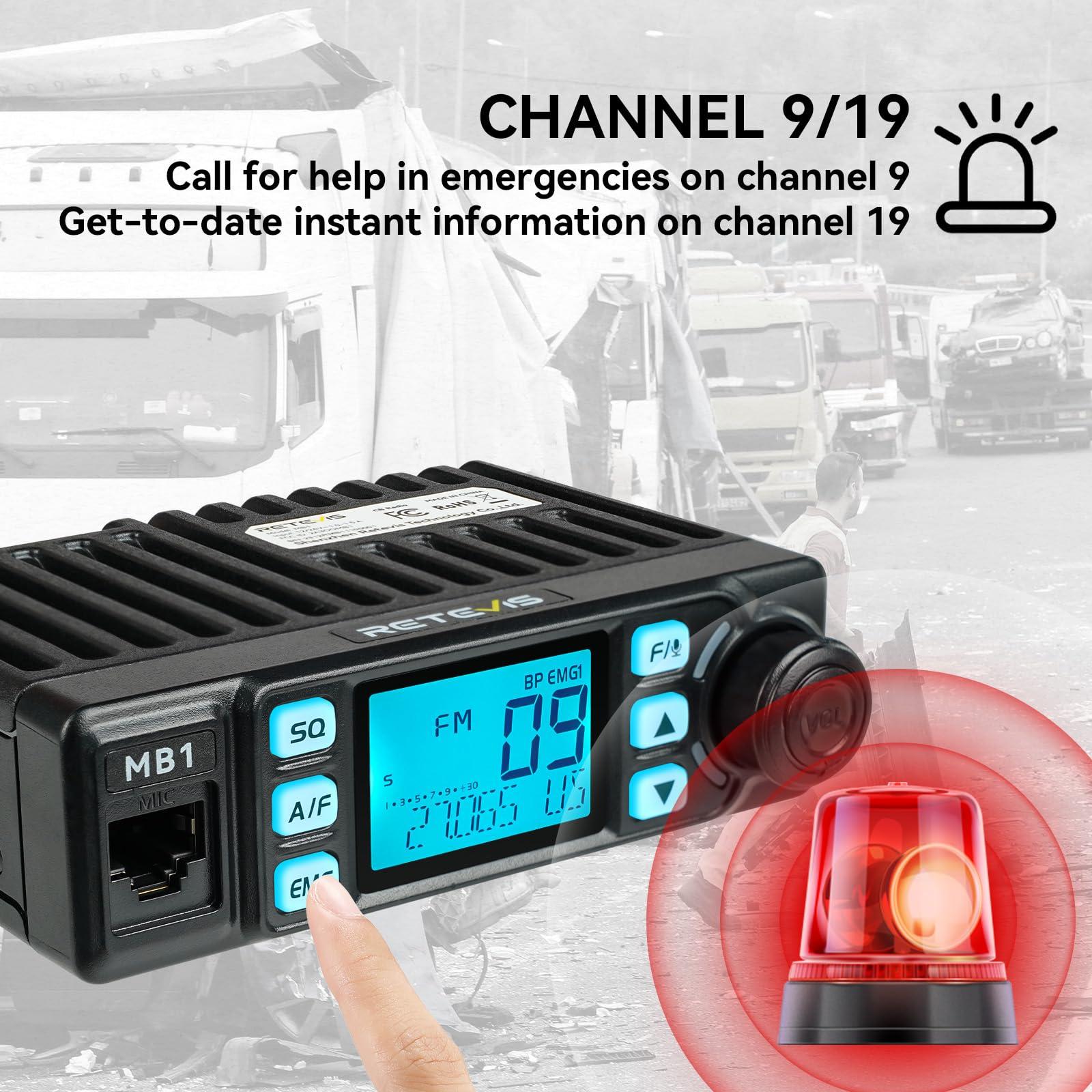 Retevis Retevis CB Radio kit,Includes MB1 CB Mobile Radio, 45 Inch Hign Gain CB Antenna, Pure Cupper Coax Extend Cable, AM/FM CB Base Station, Noise Reduction, HI-Cut, CTCSS, CB Radio Handheld for Truckers