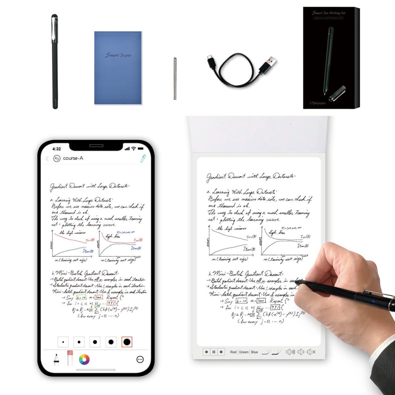 Ophayapen Ophayapen Digital Smart Pen+Small Notepad, Real-time Sync for Digitizing, Storing, and Sharing Paper Notes, Ideal for Note Taking, Drawing, Classroom, Meetings, Compatible with Android and iOS