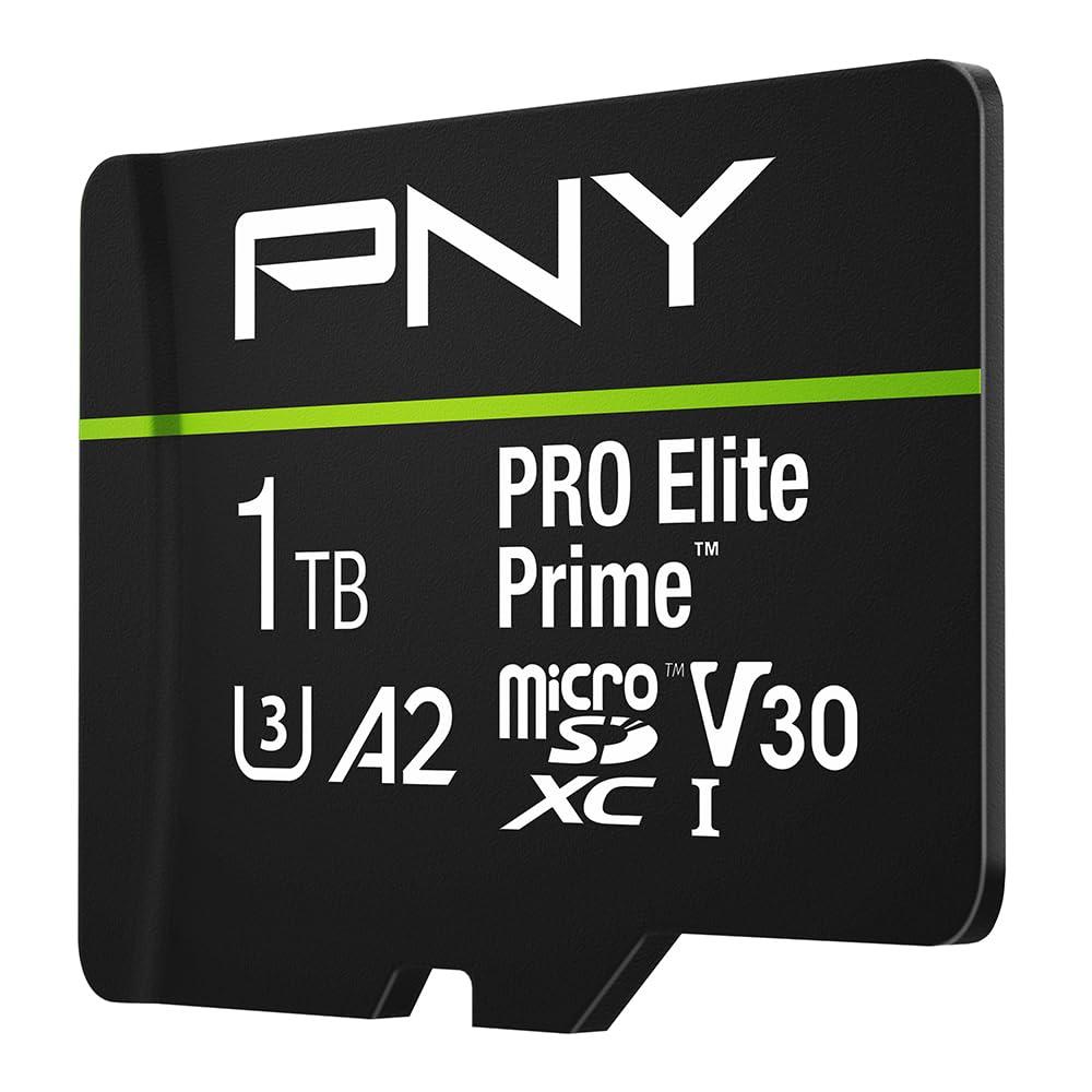 PNY PNY 1TB PRO Elite Prime C10 U3 V30 A2 microSDXC Flash Memory Card Ultra-Fast Speeds, Read 200MB/s, Write 150MB/s, 4K UHD, Full HD, UHS-I, for Smartphones, Drones, Action Cameras