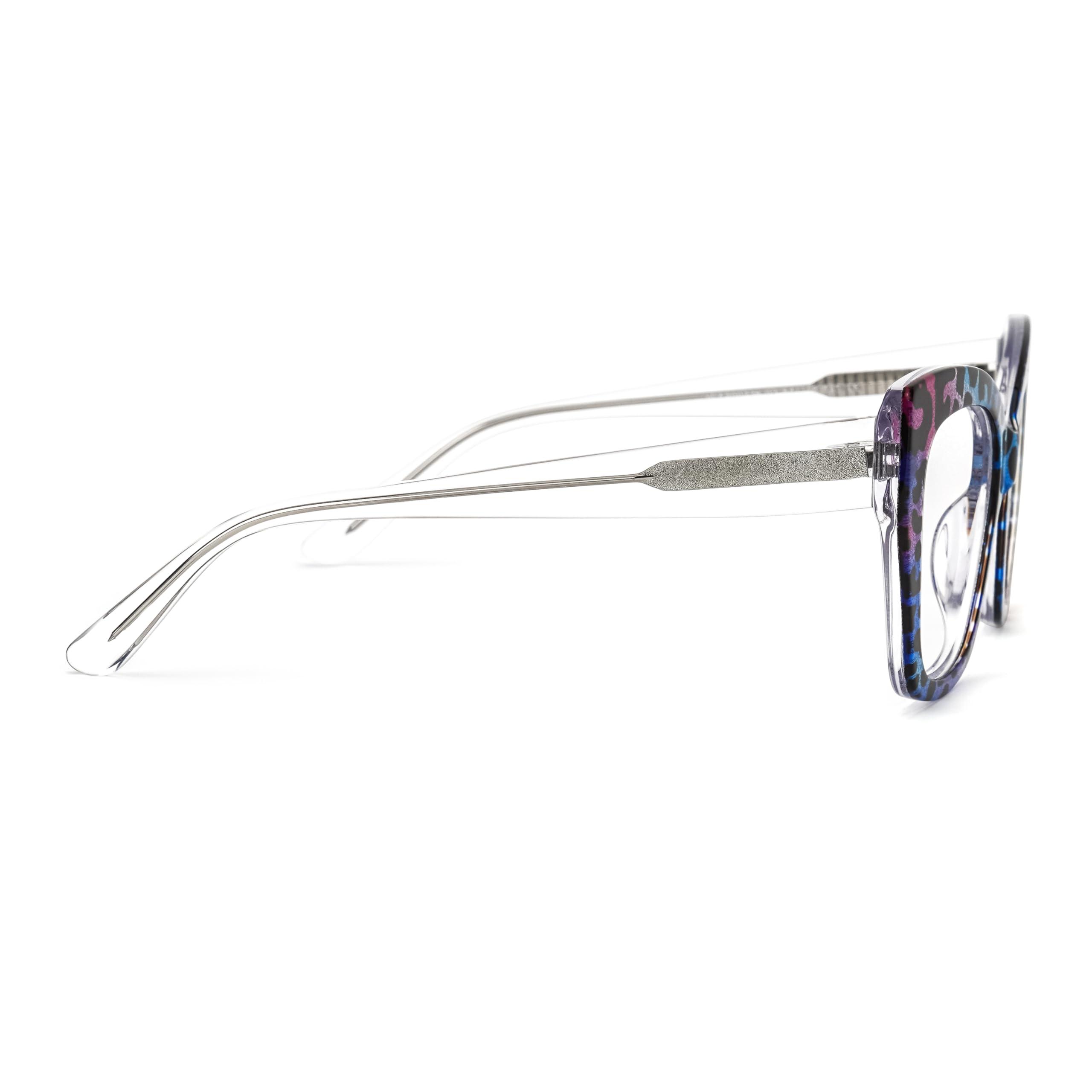 VOOGLAM VOOGLAM Square Women's Non-Prescription Glasses with HD Clear Lenses in Multicolor Leopard Acetate Frame