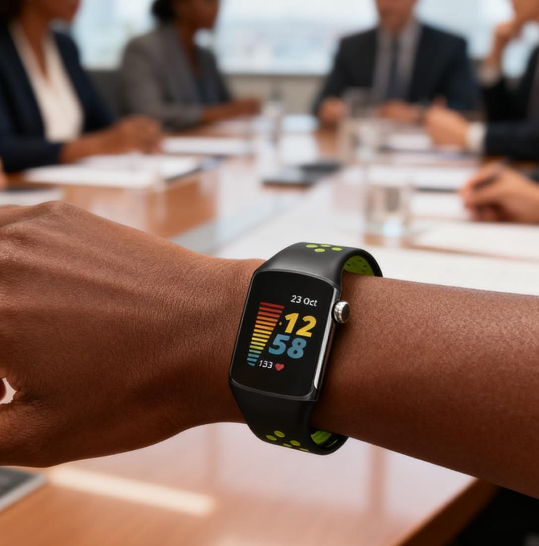 Yoktburu Yoktburu Watch Strap for Fitbit Charge 5/Charge 6, Silicone Sport Wristband Adjustable Breathable Replacement Band Compatible with Charge 5/Charge 6 Activity Tracker (Black+blue)