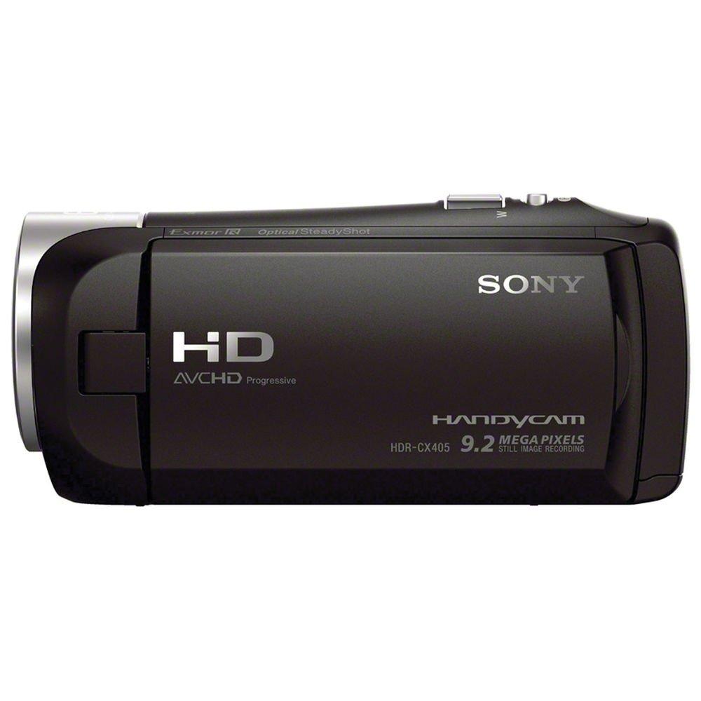 Sony Sony HDR-CX405 HD Handycam (HDRCX405/B) + 64GB Memory Card + Bag + Card Reader + Flex Tripod + Memory Wallet + Cleaning Kit (Renewed), Black