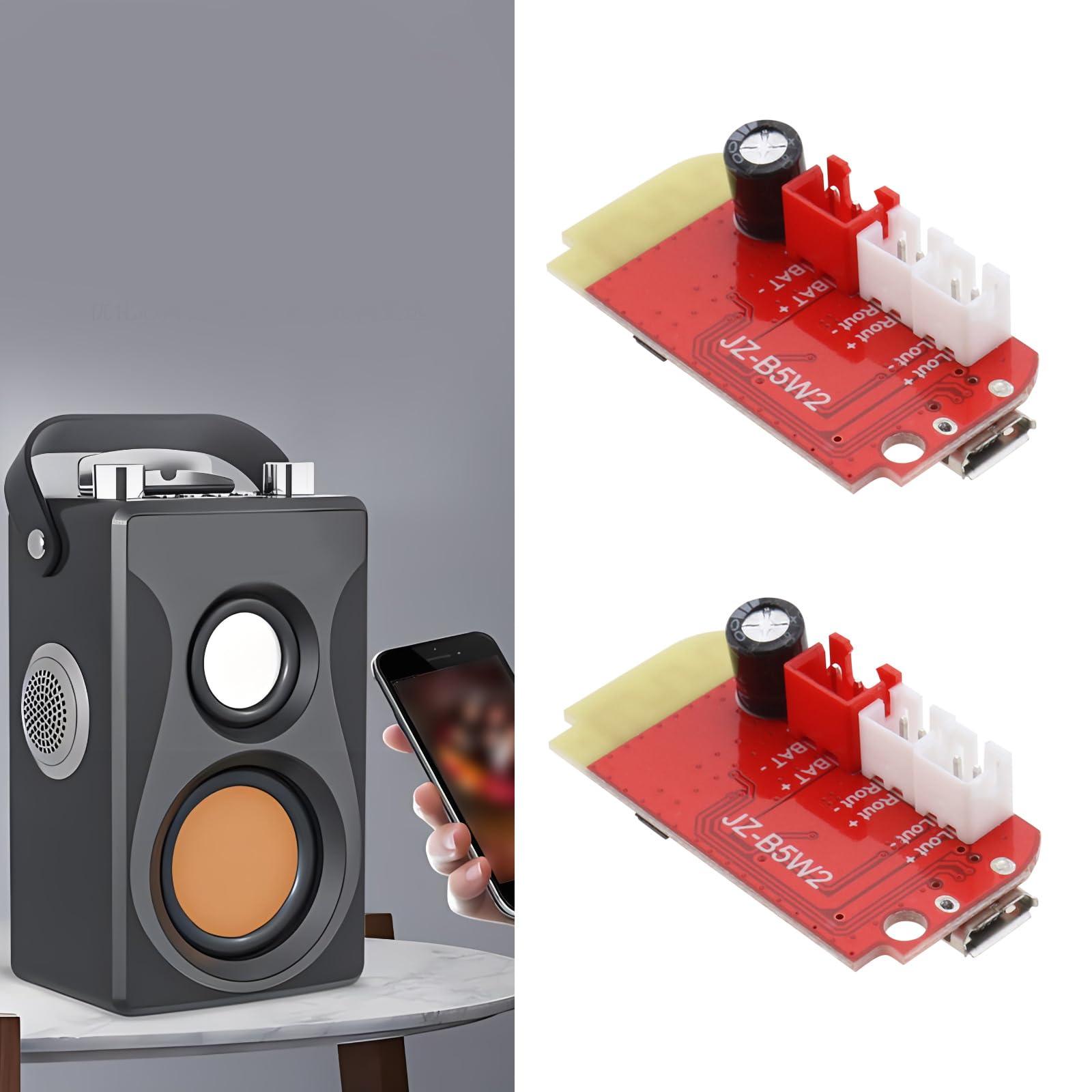 ECSiNG ECSiNG 2 Pack 3.7-5V Bluetooth Receiver Module Audio Receiver Amplifier Board Red with Charging Port for Wireless Speaker DIY Sound System