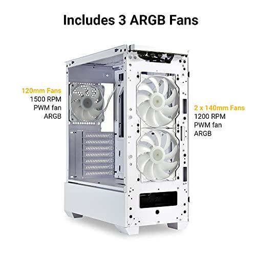 Lian Li LIAN LI Mesh Airflow ATX PC Case Gaming Computer Case Mid-Tower Chassis with 3 ARGB PWM Fans Pre-Installed, Mesh Front Panel, Tempered Glass Side Panel, Water-Cooling Ready(LANCOOL 205 MESH, White)