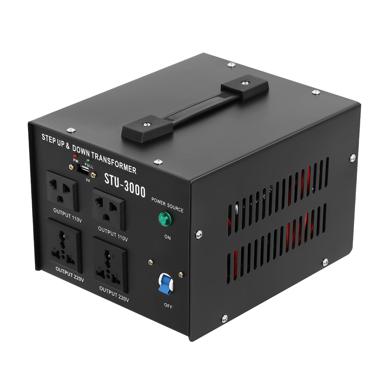 mignonnememe 3000W Power Voltage Converter Transformer Heavy Duty Step Up/Down AC 110V to 220V Power Converter Circuit Breaker Protection