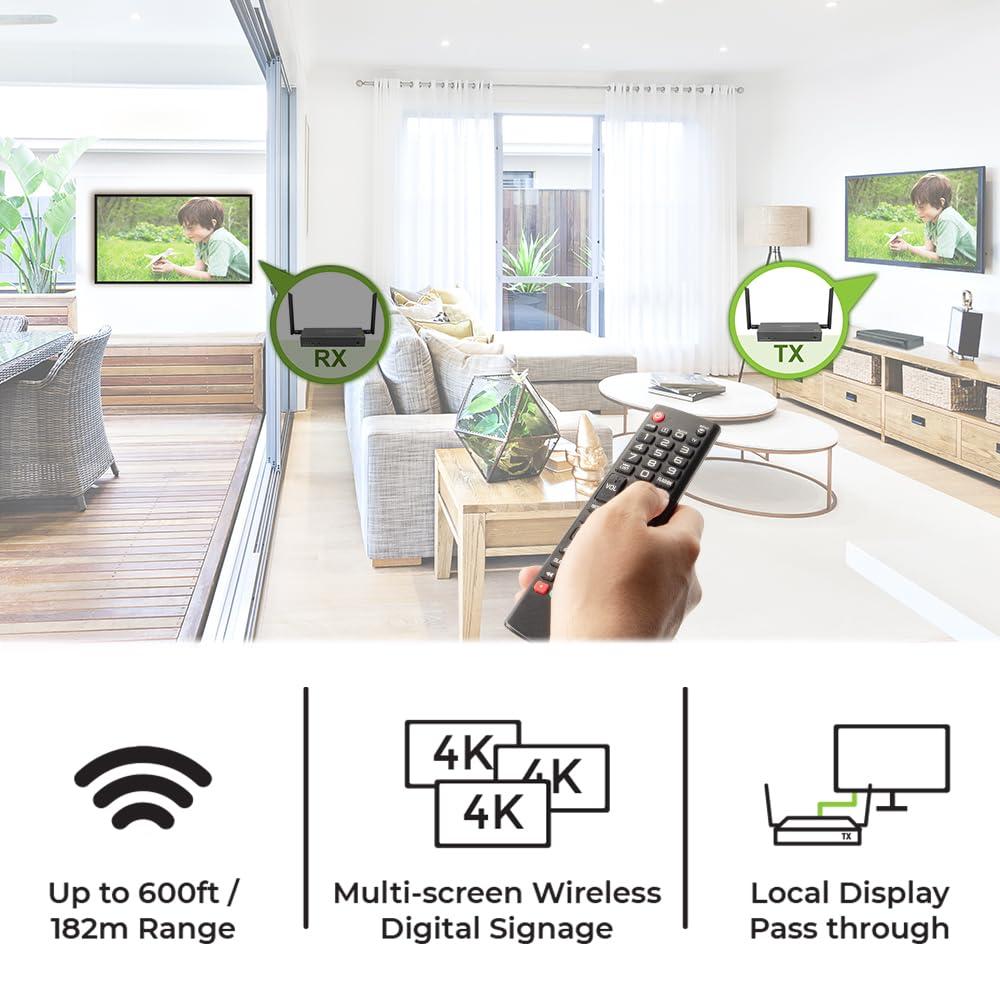 IOGEAR IOGEAR Long Range Wireless Switch/Splitter Transmitter for GWLRSSKIT4K Kit, HDMI UHD 4K@60Hz Support, Up to 600 ft/182 m with IR, RS-232 and Keyboard Mouse Extender, Transmitter only (GWLRSSKIT4KTX)