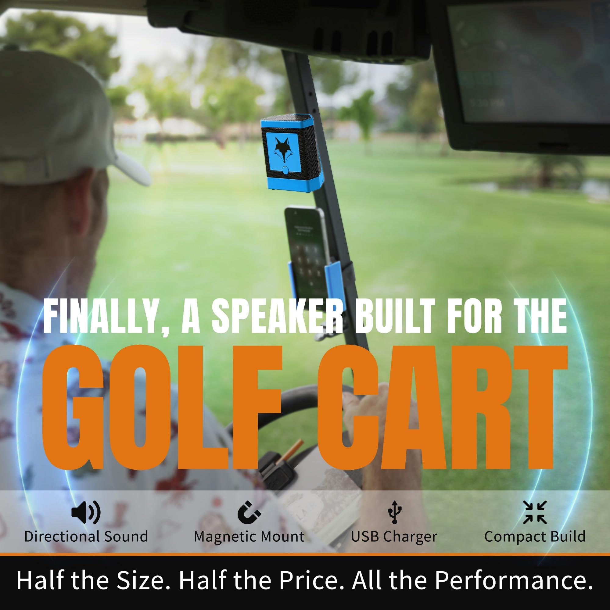 DESERT FOX GOLF Desert Fox DJ-10 Wireless Golf Speaker - Bluetooth Speaker Built Specifically for Golf - Magnetic Attachment to Golf Cart (Blue)