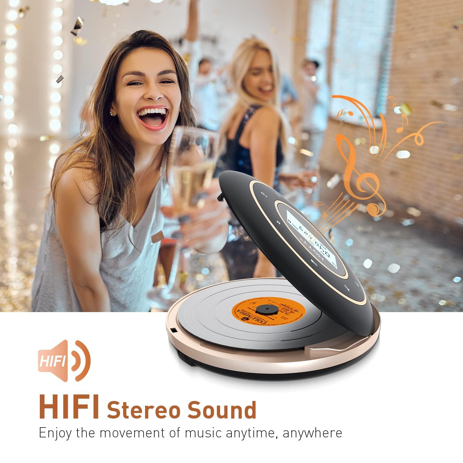 HOTT HOTT C105 Portable CD Player with Larger LCD Display, CD Player Portable for Car with Bluetooth and FM Transmitter, Walkman CD Player with Headphone Jack AUX Cable for Kids Adults - Home Travel