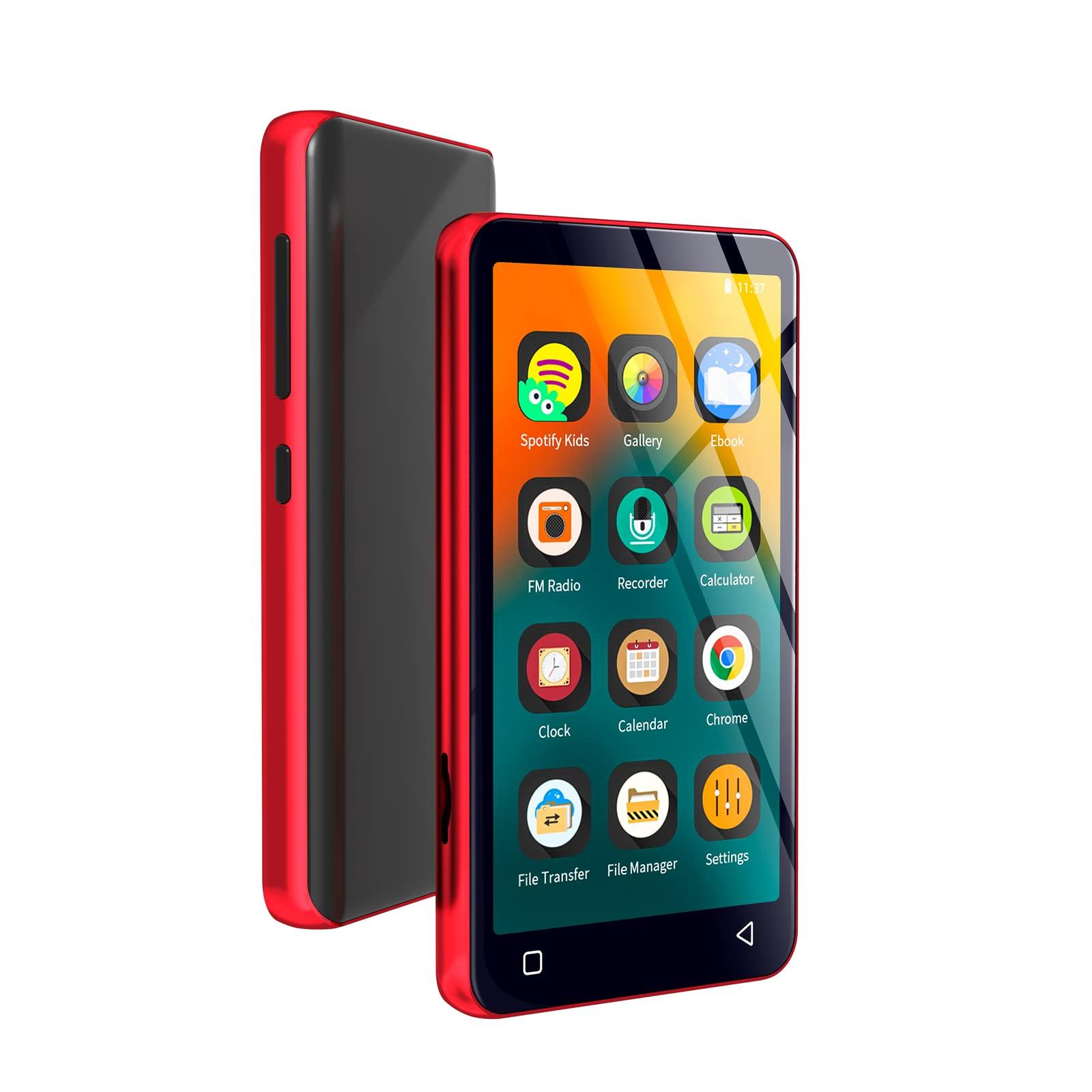 innioasis MP3 Player with Bluetooth and WiFi,MP3 Player with Spotify,Spotify Kids,Audible,Pandora,Amazon Music,4\" Music Player MP4 Up to 1TB(80GB,Red_Black)