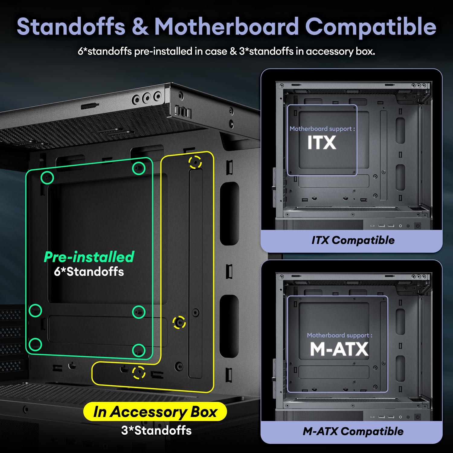Okinos Okinos Aqua 3, Micro ATX Case, MATX PC Case with 3 X 120mm 3-Pin ARGB Fan Pre-Installed, Panoramic View Tempered Glass Front & Side Panel, with Type C Port, White