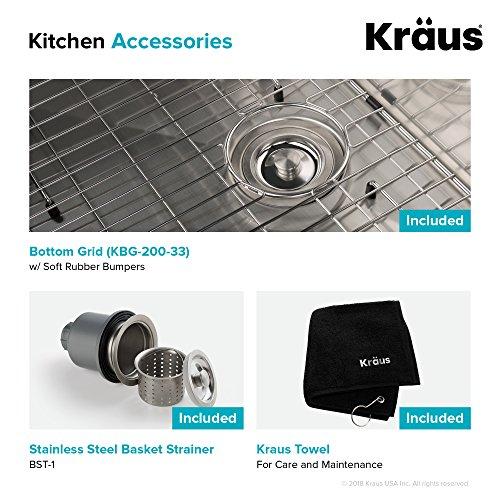 Kraus Kraus KHF200-33 Standart PRO Stainless Steel Sink 33 inch Farmhouse Apron Single Bowl 16 gauge