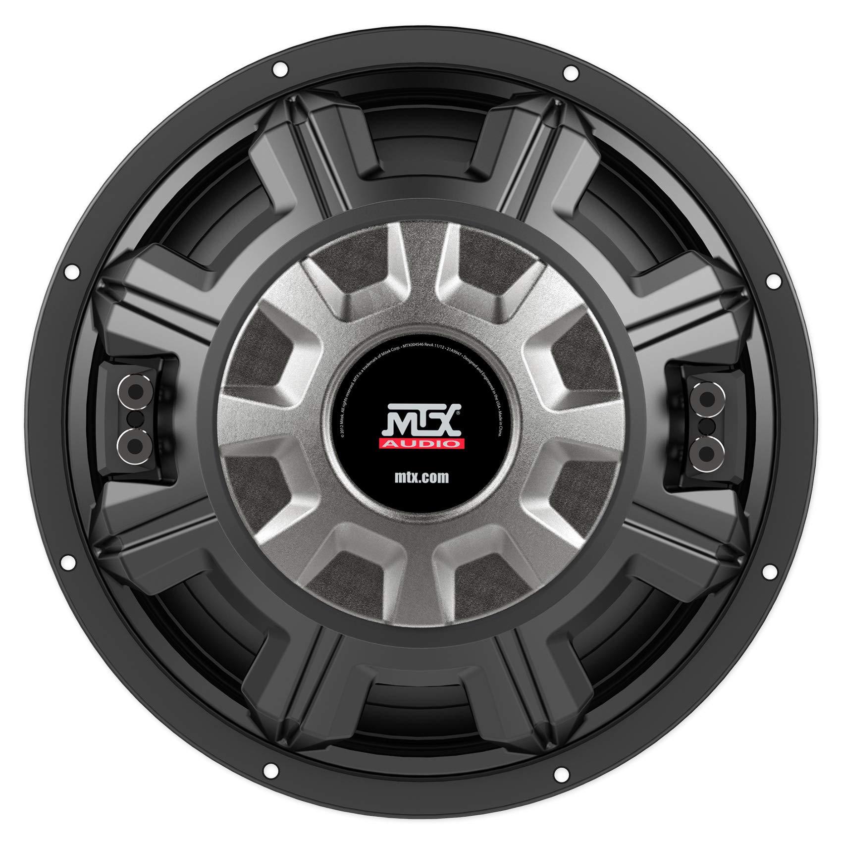 MTX MTX (2) 5510-22 10" 800 Watt Peak/400 Watt RMS DVC 2-ohm Car Subwoofer Bundle with Rockville dB13 3000 Watt Peak/750w RMS Mono 2 Ohm Car Amp and RWK41 4 Gauge Car Amp Wiring Kit (4 Items)