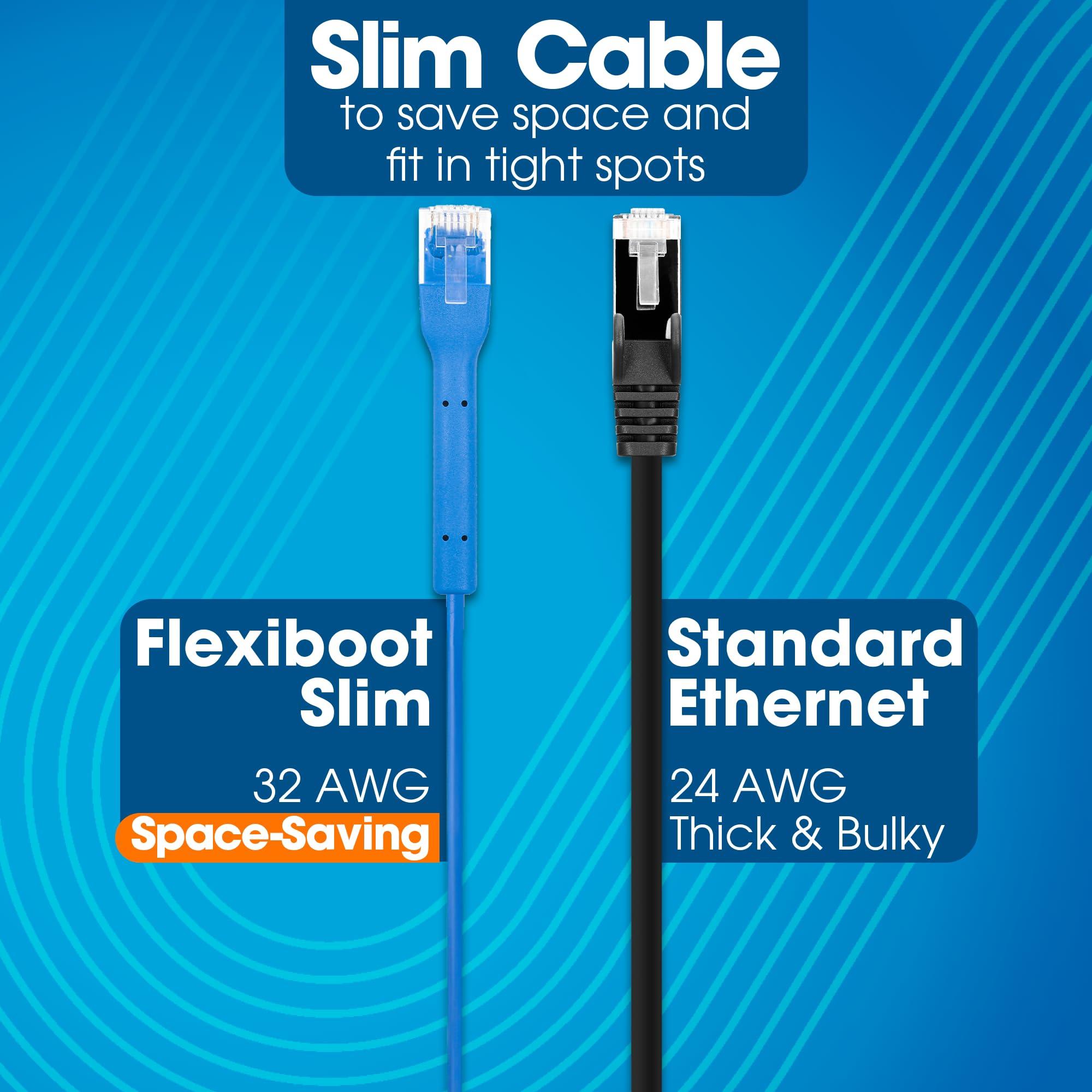 Intellinet Intellinet FlexiBoot Slim Cat6 Ethernet Network Patch Cable 10-Pack - 10Gbps & 250MHz, Flexible Bendable Boot, 32AWG Pure Bare Copper Wire, Gold-Plated Contacts - 14ft, Blue