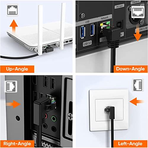 CableCreation CableCreation CAT6 Ethernet Patch Cable RJ45 LAN Cable Gigabit Network Cord 90 Degree Upward Angled,Bandwidth up to 250MHz 1Gbps for Mac,PC, Router, Modem, Printer, Xbox, PS4, PS3-10 Feet,Black