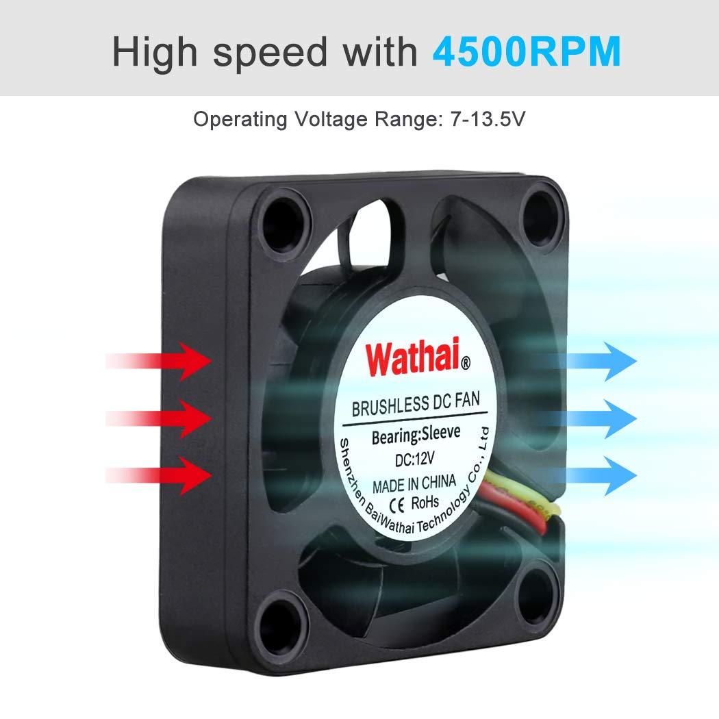 Wathai Wathai 40mm x 10mm DC Brushless Fan 12V 3Pin Cooling for 3D Printing, PC Computer Case, CPU Replacement, Graphics Card, Raspberry PI