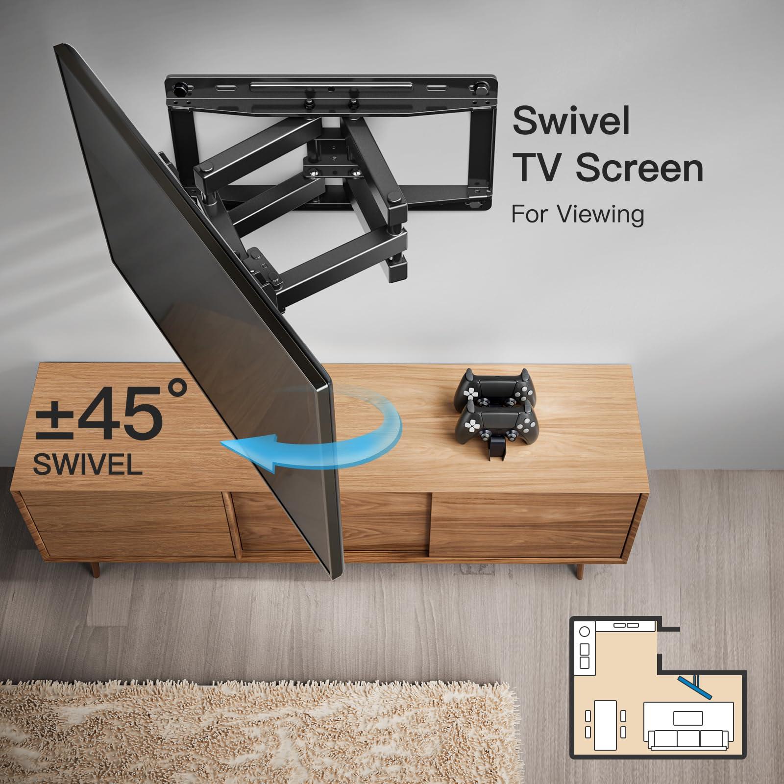 Pipishell Pipishell Full Motion TV Wall Mount for Most 13-42 Inch TVs, Max VESA 200X200 Holds up to 44LBS & PIMF4 Full Motion Wall Mount for 26-65 inch Flat or Curved TVs up to 99 lbs with 3 Bracket Heights