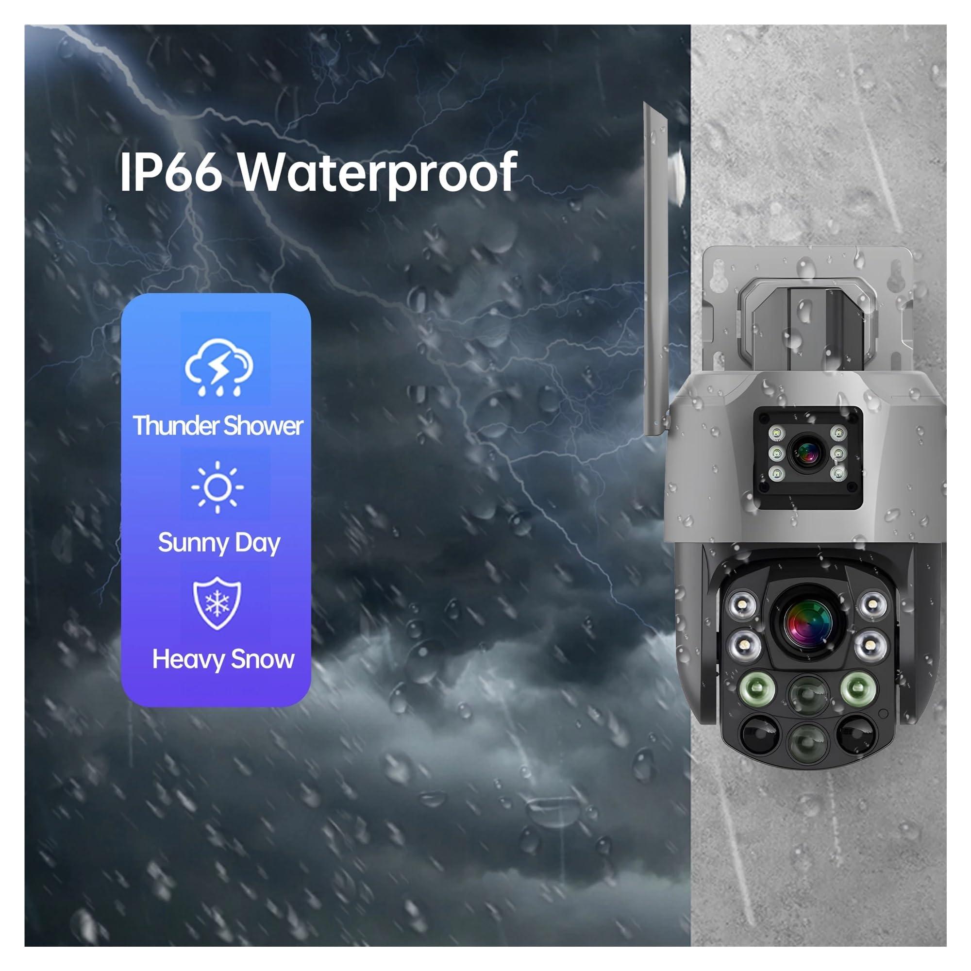 QDVOPHZA QDVOPHZA 8MP 18X Optical Zoom Dual Lens 4G/WiFi IP Camera Full Color Human Detection Wireless PTZ Home Security CCTV Surveillance Monitor(E/U_6MP 4G ADD 64G)