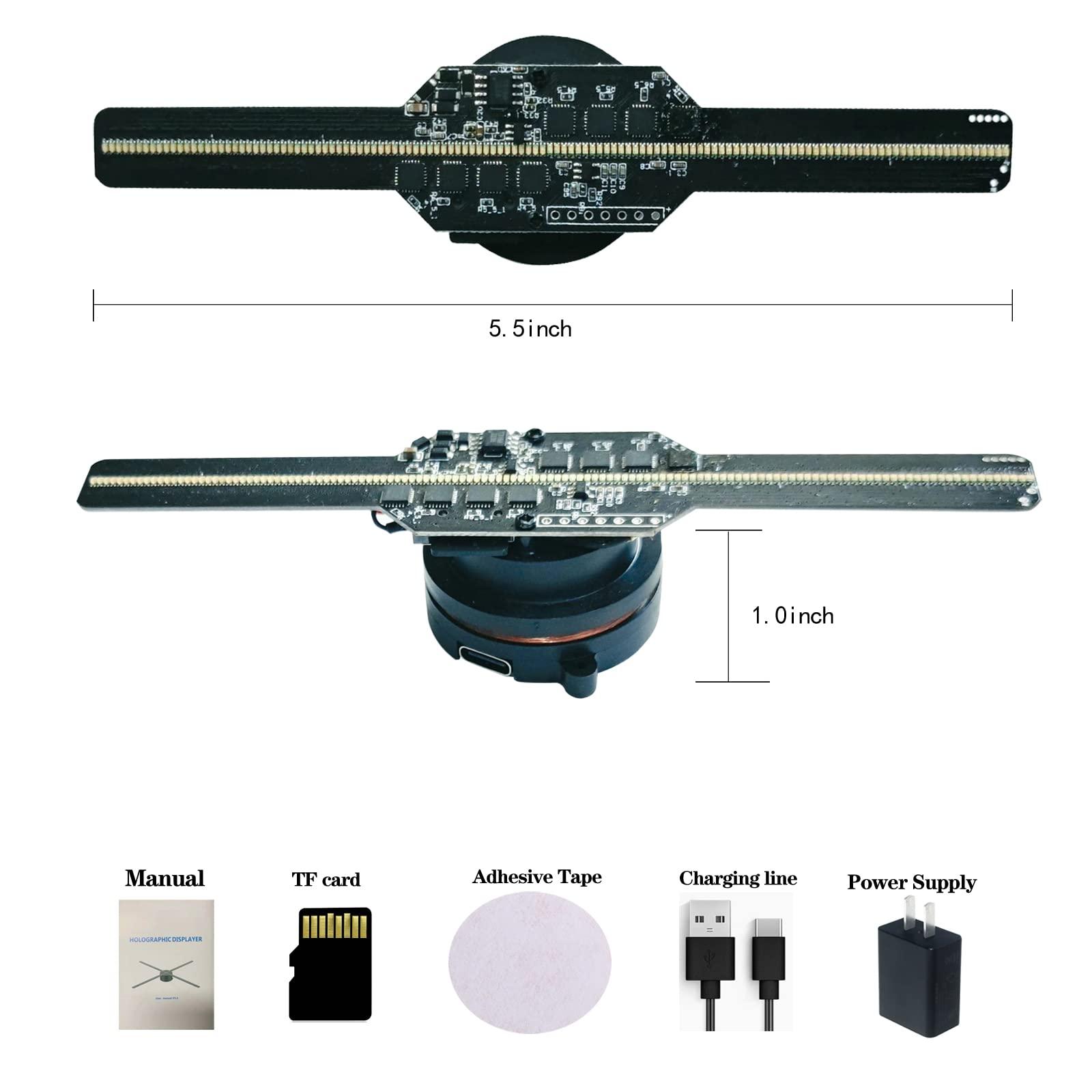 Missyou Missyou 3D Hologram Fan Projector - 5.5" Wi-Fi LED Holographic Display HD LED Holographic Christmas Tree for Halloween Advertising, Events, Exhibition User-Friendly App Control, 1500+ Video Materials