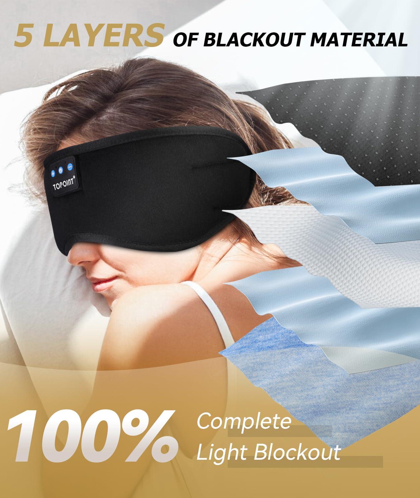 TOPOINT TOPOINT Sleep Headphones Headband Bluetooth and Sleep Mask with Headphones Bluetooth