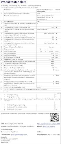 AOC Monitor 23.8" WLED IPS 24P1 1920 x 1080 Full HD Tempo di Risposta 5 ms